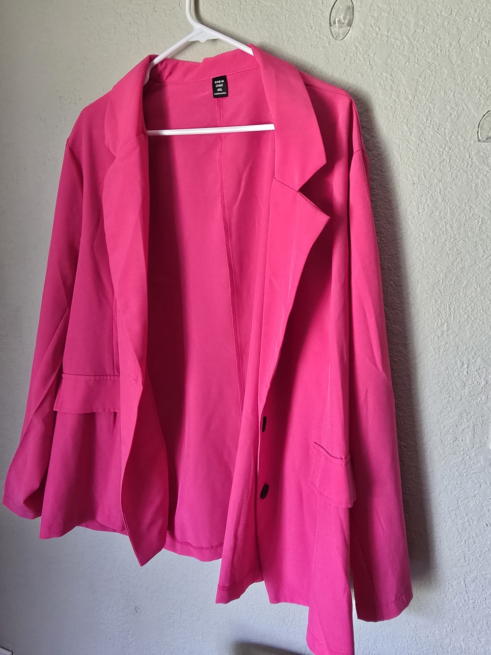 SHEIN Bright Hot Pink Open Blazer Jacket